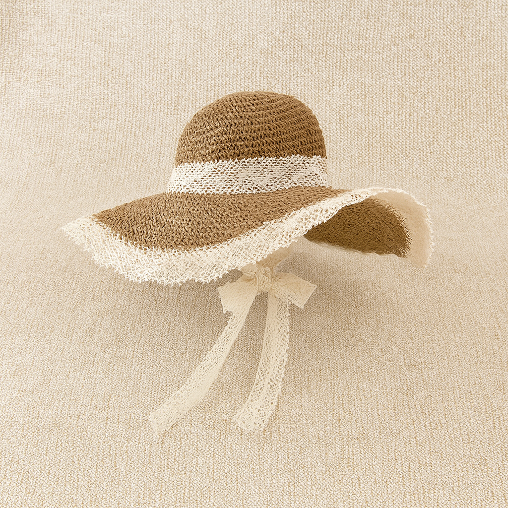 Lace Trim Straw Sun Hat