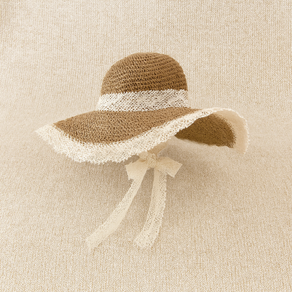 Lace Trim Straw Sun Hat