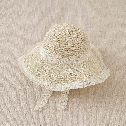 Lace Trim Straw Sun Hat