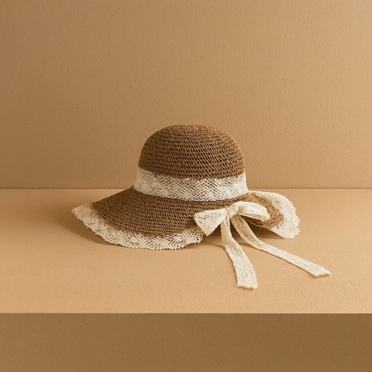 Lace Trim Straw Sun Hat