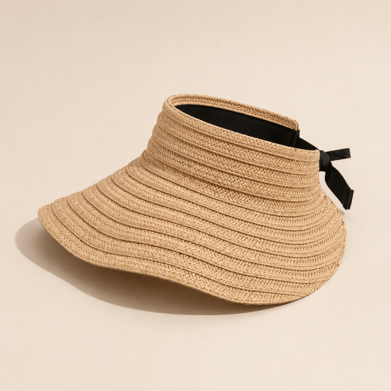 Khaki Packable Wide Brim Straw Visor