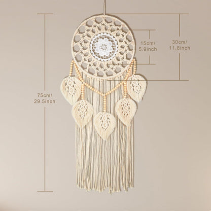 Size chart showing full dimensions of the macrame wall tapestry, 75 cm tall and 30 cm wide.
