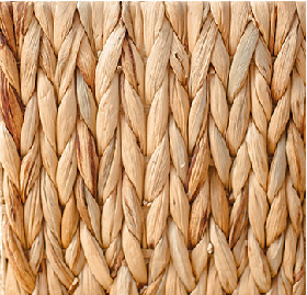 Detailed view of the natural gourd grass weave showing thick, hand-braided texture and organic fiber tones.