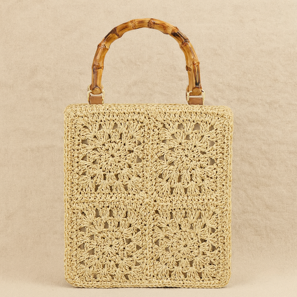 Bamboo Handle Woven Handbag – Solmerea